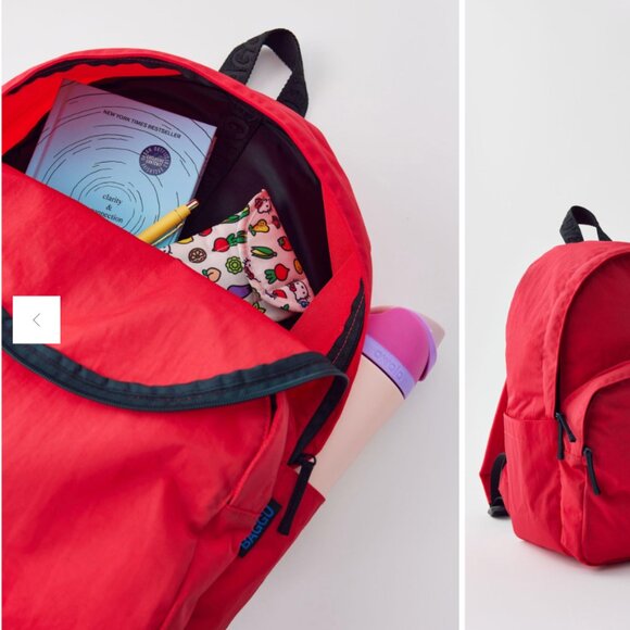 BAGGU Candy Apple Red Color w. Black Accents Large Nylon Backpack 16x12x5.5\